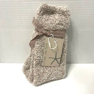New Barefoot Dreams Women's Heathered Socks One Size Tan/White Fuzzy Soft